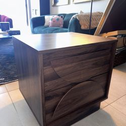 Mid-Century Modern / Contemporary Walnut Nightstand – $100 