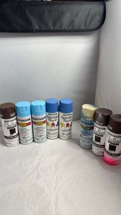 Rust-Oleum Spray Paint Lot - 5 New + 3 Partially Used - 8 Cans