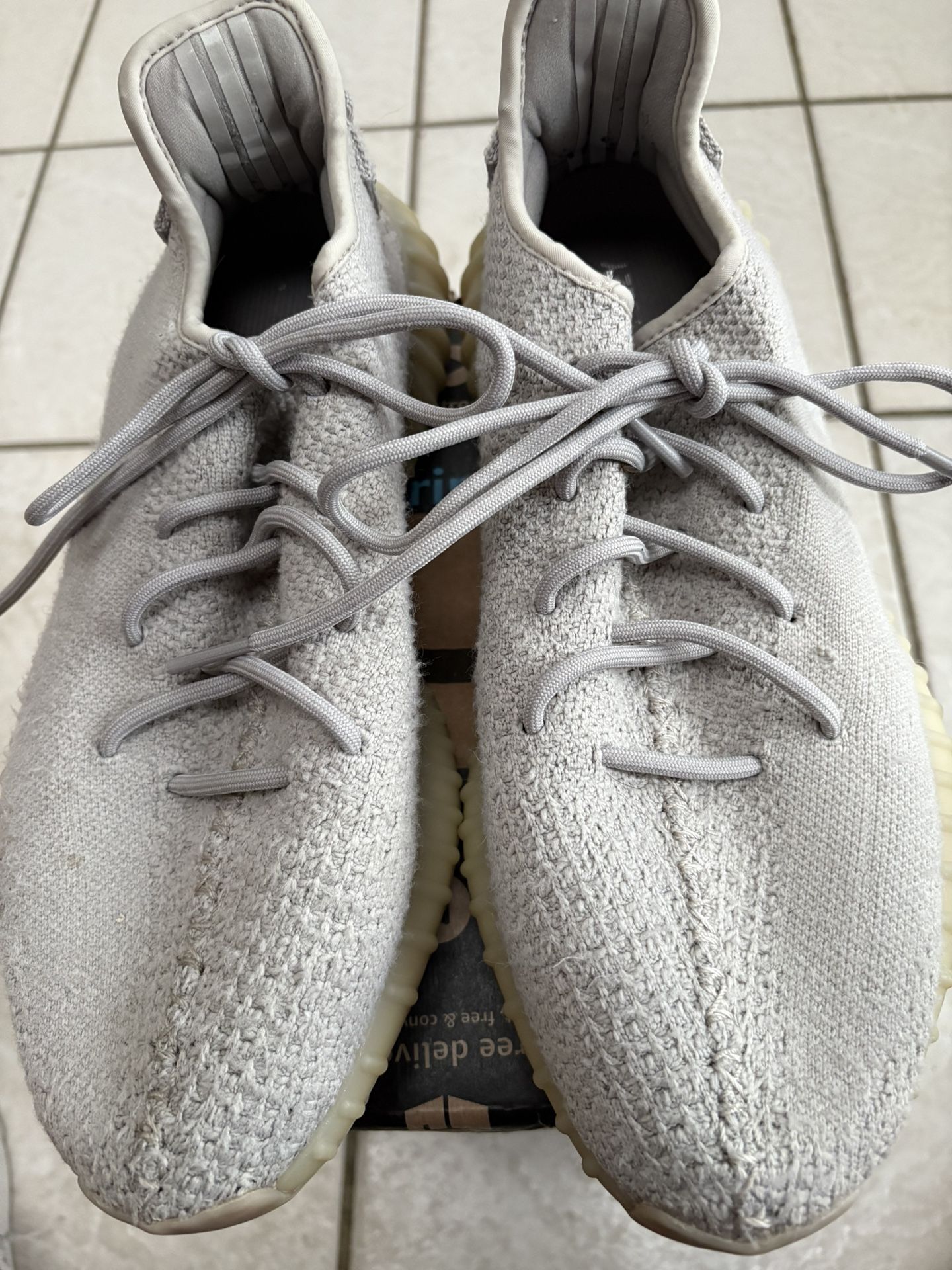 Adidas Yeezy Gray Knit Athletic Shoes