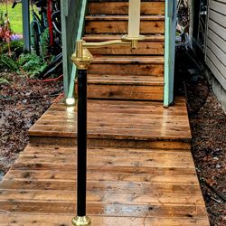 Antique Brass floor lamp with bird figure, 60” tall