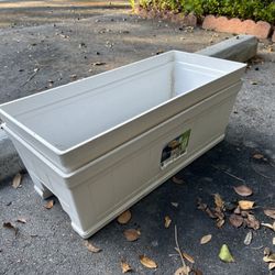 Set of 2 Vigoro Eden Medium White Resin Lightweight Deck Rail Planter Box