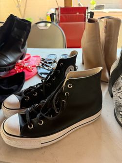 Leather high top converse size 10