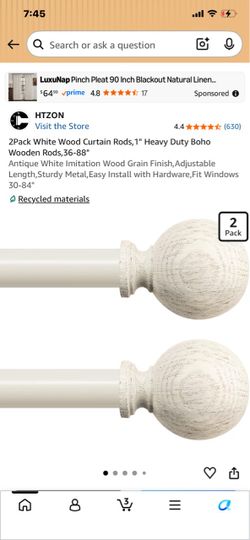 New in box white 2pack wood curtain boho rods