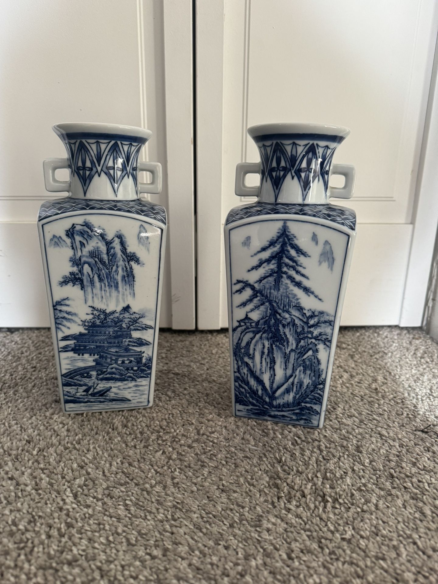 Blue And White Japanese Vases