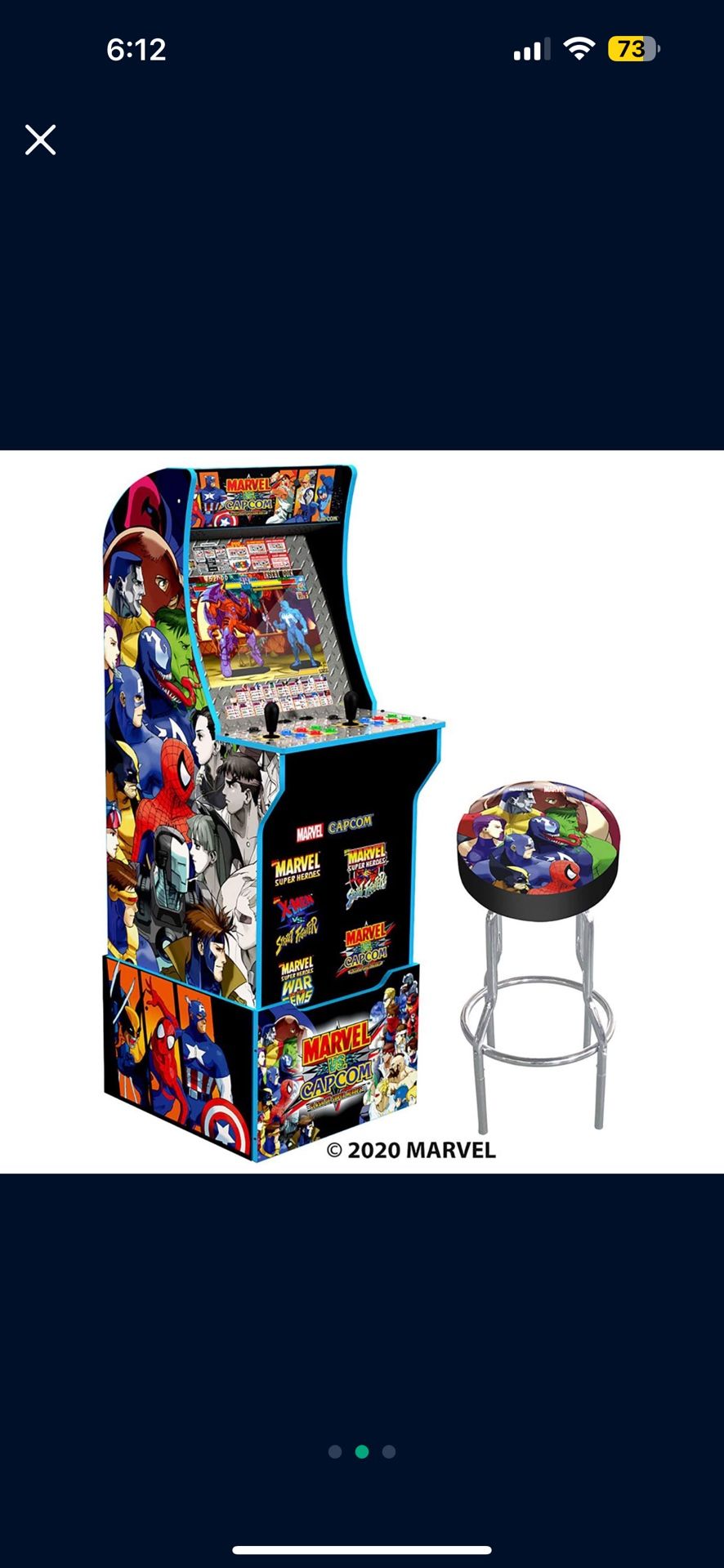 Limited Edition Marvel vs Capcom Arcade 1UP Machine With Riser And Stool