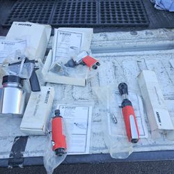 (4) HUSKY Air Tools -Spray Gun, Die Grinder, Air Hammer, Air Ratchet