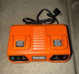 RIDGID 18V Dual Port Simultaneous Rapid Battery Charger, Charges 2 Batteries New