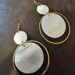 Elegant Gold and White Hoop Earrings