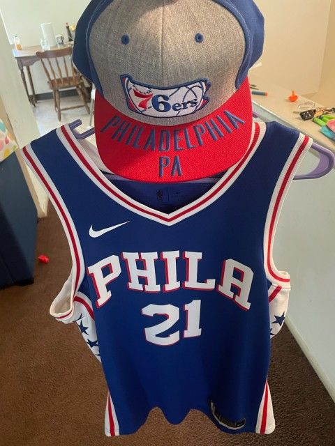 Joel Embiid Nike Official Jersey, Mitchell & Ness Sixers Snap Back