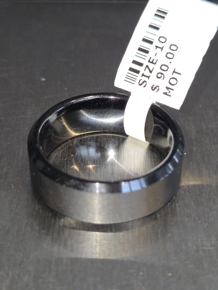 Complete Tungsten Mens Black Two Tone Ring Nice