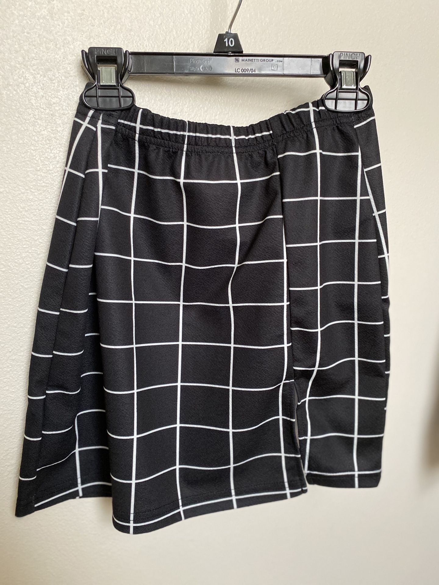 Black and white checkered skirt