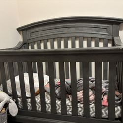 Oxford Baby Westport 4-in-1 Convertible Crib – Dusk Gray (with Toddler Bed Rail)