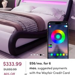 King Leather Bed Frame With Slatted Base