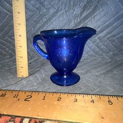 Vintage Blue Glass Creamer 