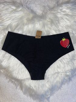 PINK No Show Lace Cheekster Underwear w/ Strawberry Print 
