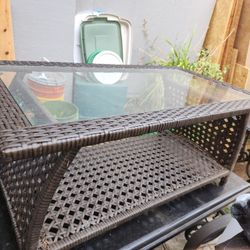 Wicker Coffee Table With Glass Top