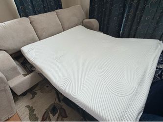 Sleeper Sofa with Pull-Out Mattress, glass coffee+ end table and Rug