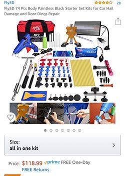 New 74 Pcs Body Paintless Black Starter Set Kits for Car Hail Damage and Door Dings Repair