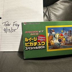 Pikachu Luigi Pokemon Center Box & Accessories