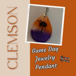 Clemson Teardrop Pendant - Game Day