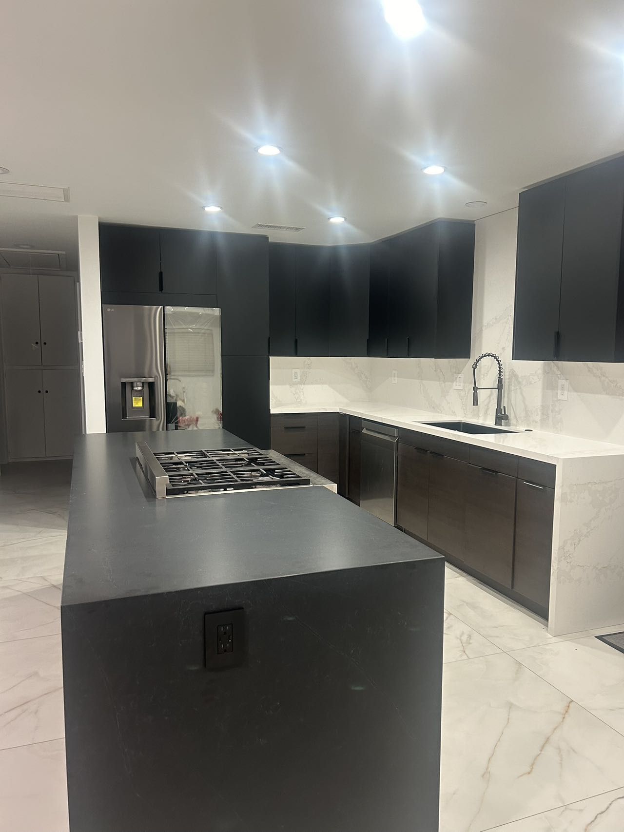 Black flat panel cabinet