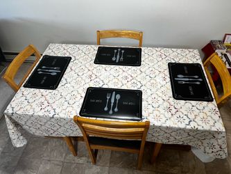 Dining Table Set with 4 Chairs, Seat Covers, Table Cover & Placemats