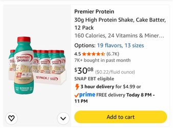 Premier Protein - Cake Batter 12 Bottle Case
