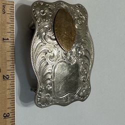 Vintage wages silver western belt buckle football, and badge pattern