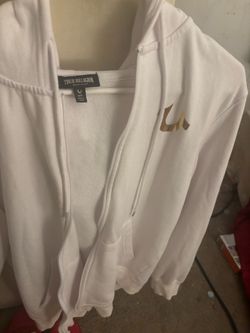 True Religion White Zip-Up Hoodie