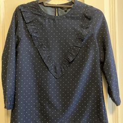 Polka Dot Blouse Navy Blue 