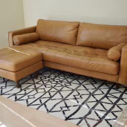 Article Sven Charme Tan Leather Sofa $ Ottoman