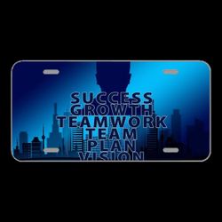 License Plate Novelty Car Front Success Growth Teamwork Team Plan