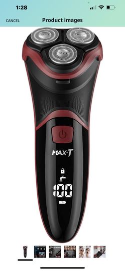MAX-T Men's Electric Shaver - Corded and Cordless Rechargeable 3D Rotary Shaver Razor for Men with Pop-up Sideburn Trimmer Wet and Dry Painless 100-24