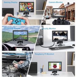 7 inch Small HDMI Monitor 1024x600 Resolution 1080P Portable IPS Monitor with Remote Control with Built-in Speakers