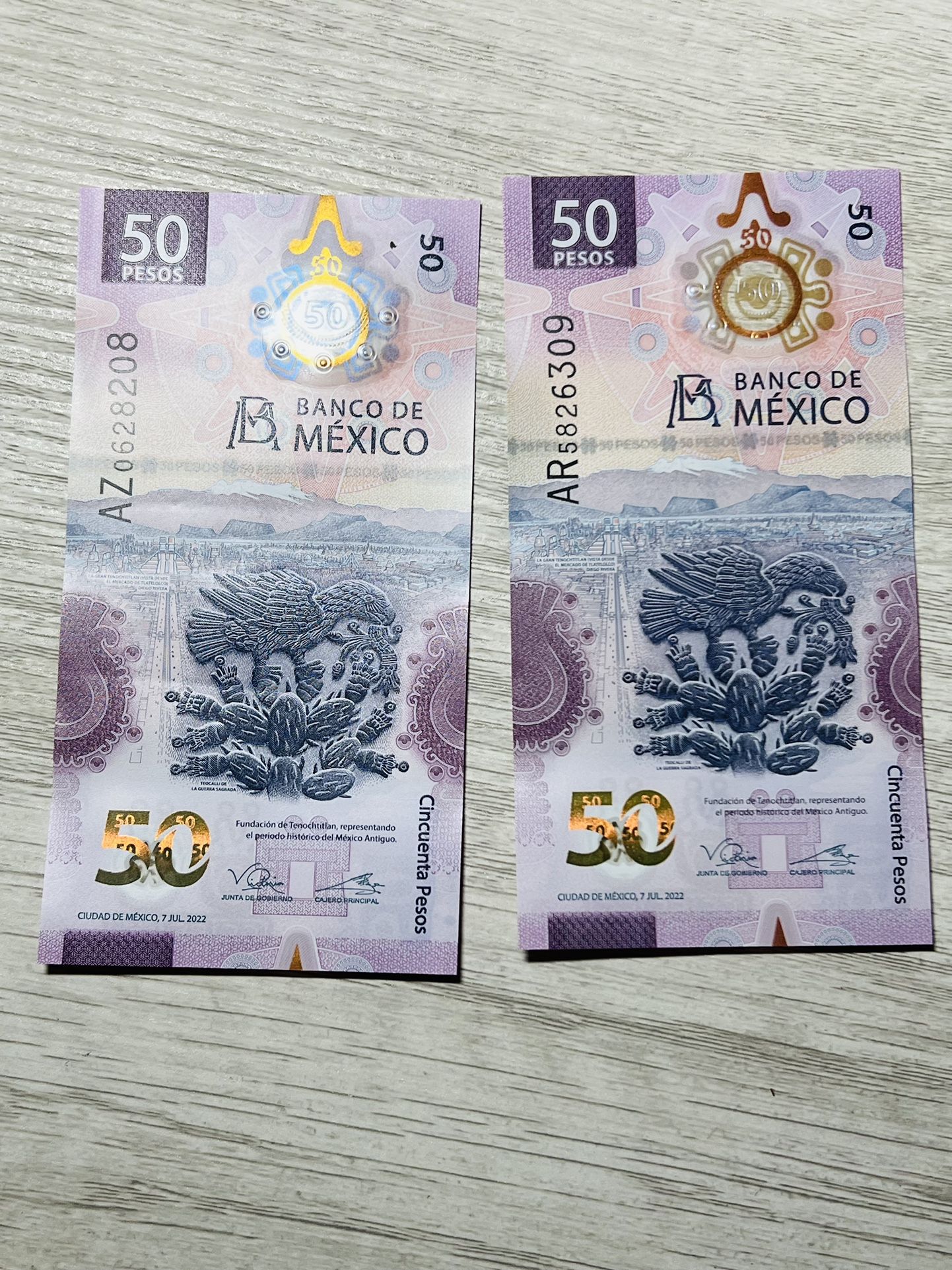 2022 Mexico 50 Pesos  Bank Note Polymer