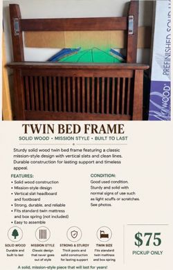 Twin Bed Frame | Solid Wood | Cherry Merlot