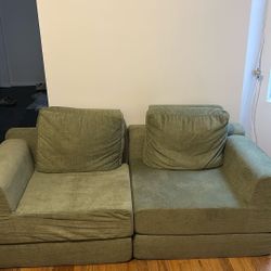 Two Piece Green Sofa