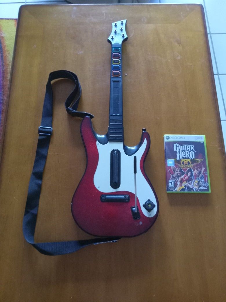 Xbox 360 Guitar Hero Cherry With Aerosmith Game