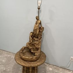 Vintage 1970’s Table, Waterfall And Lamp 72” Tall