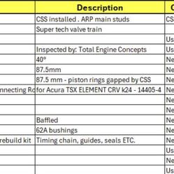 K24a2 Engine Build Partout
