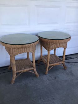 2 wicker patio Tables