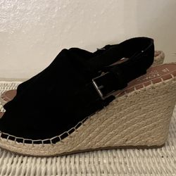 TOMS Wedge Espadrille Sandals, Monica Slingback, Suede, New, Size: W9