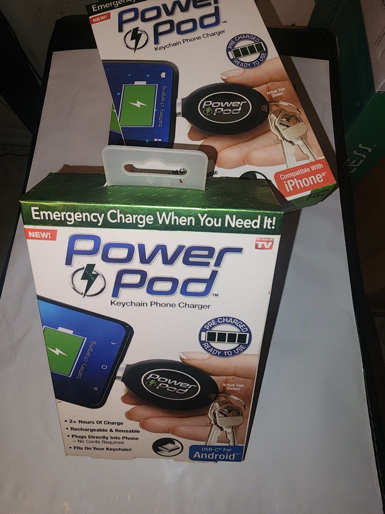 Power Pod Keychain Phone Charger (New)