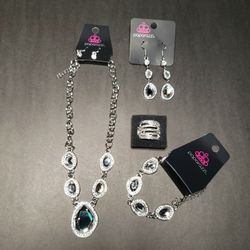 Paparazzi Accessories White and Rhinestones 