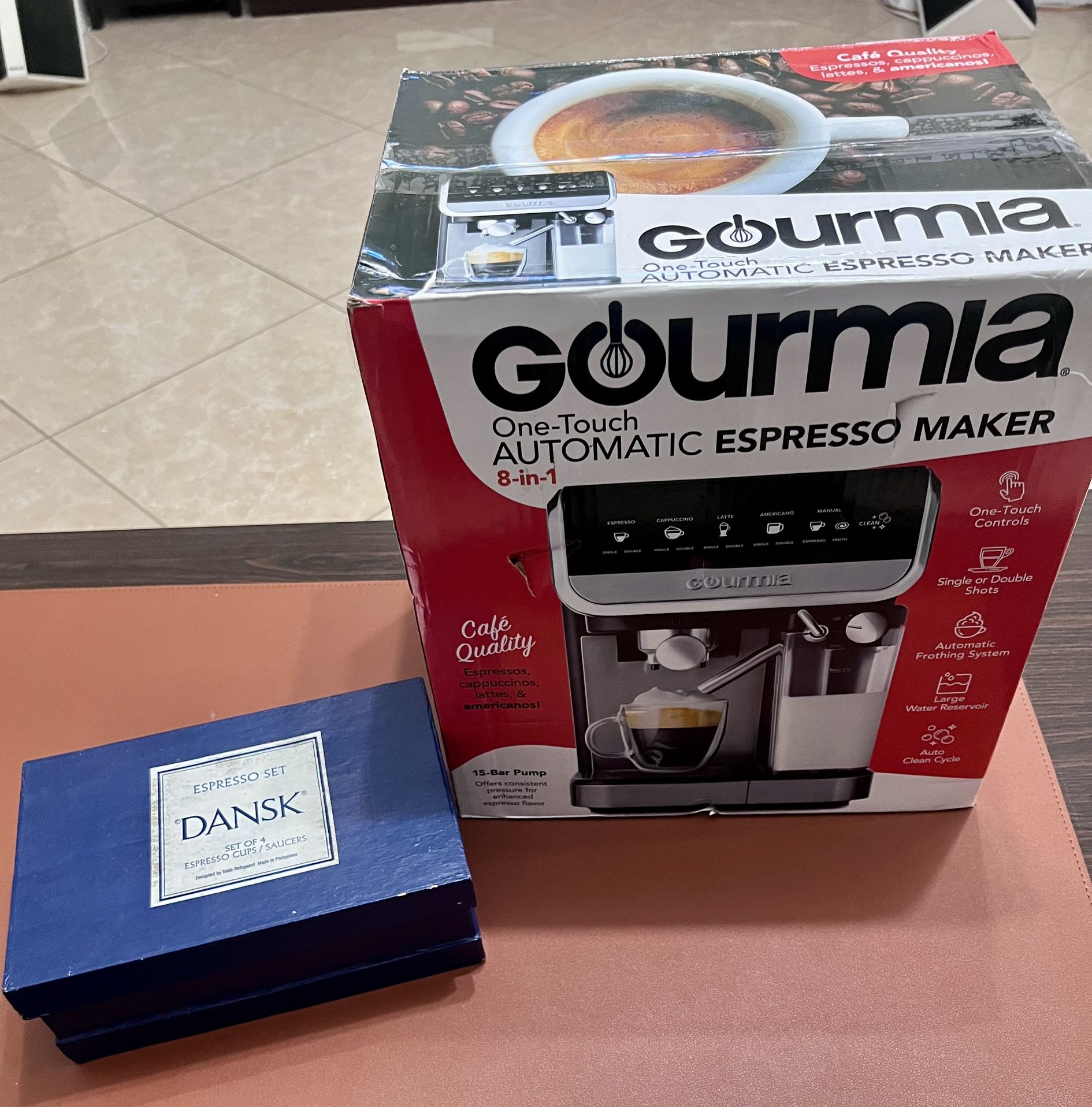 GOURMIA one touch Automatic Espresso Maker in1 Dansk Set Of