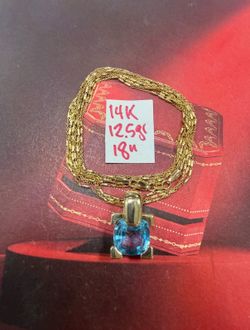 14K Solid Gold Chain and Pendant For Wedding 12.5Gr 18 Inches Long