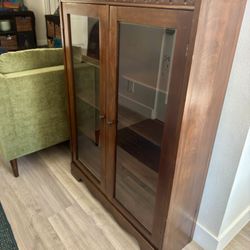 Antique Wood Display Cabinet