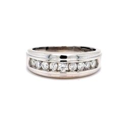 10K White Gold Mens Diamond Channel Set Wedding Band | Round Brilliant 0.50 TCW, G I1, Size 9.5