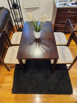 Dark Wood Dining Table with 4 Chairs