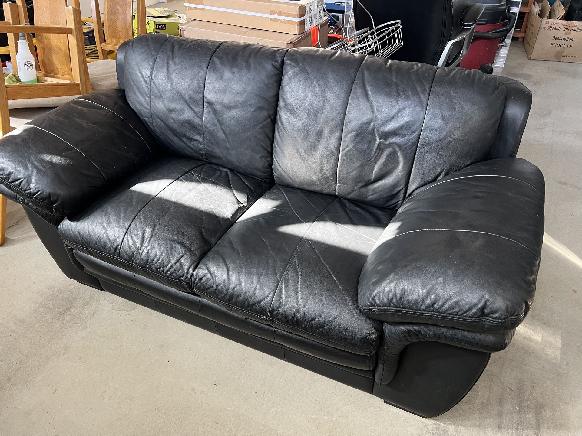 Black Leather Couch (Loveseat)